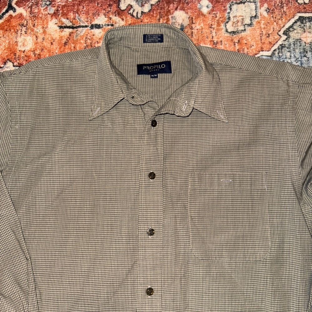 Button Up Shirt - Grid Plaid Design - Men’s Medium